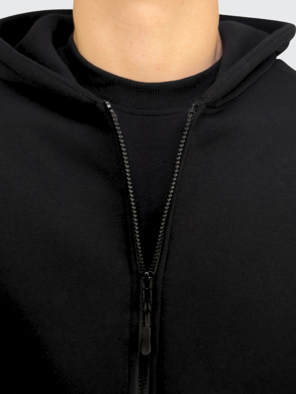 ZIP HOODIE Black 310 GSM 100% Cotone