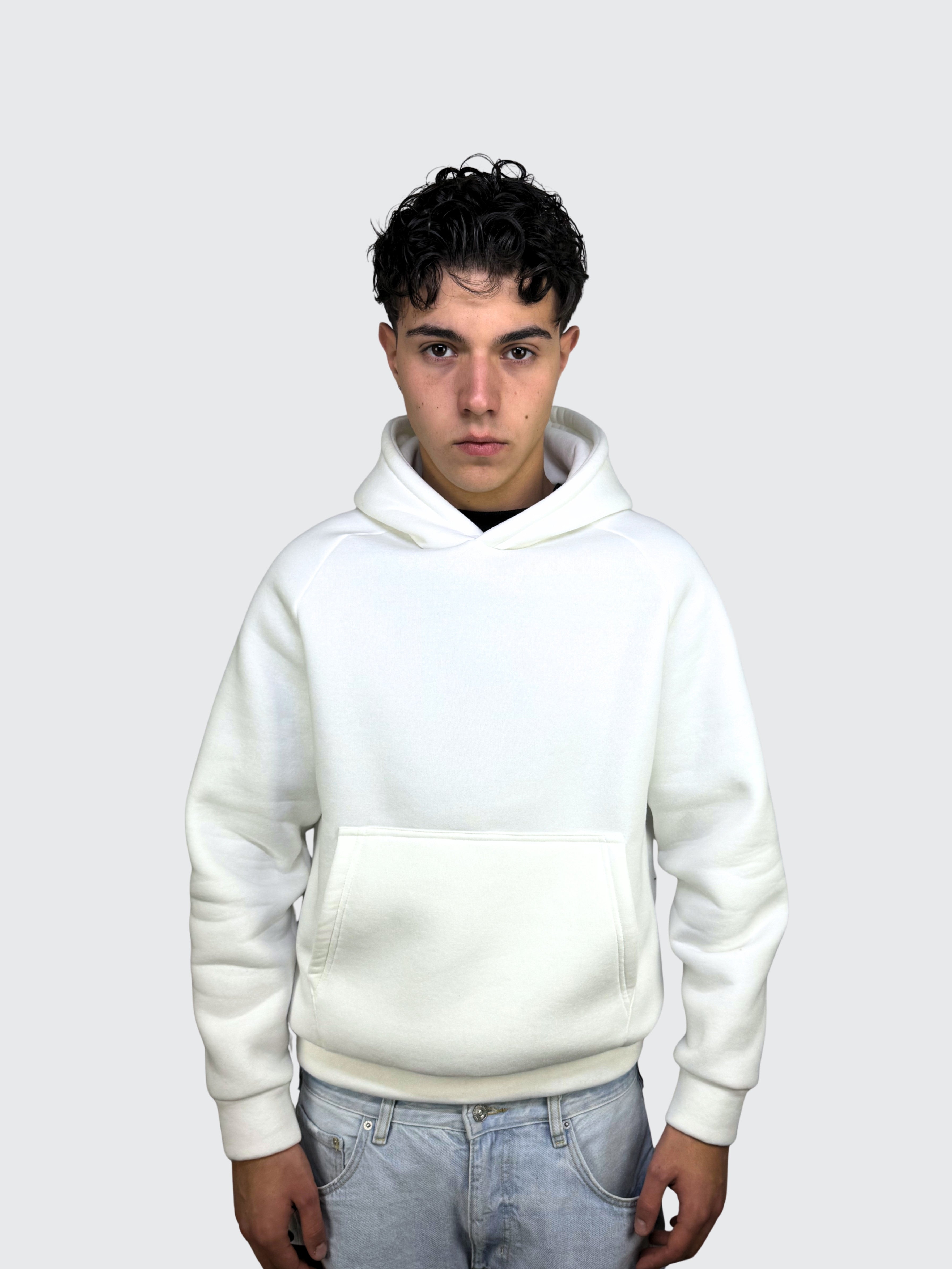 HOODIE White 310 GSM 100% Cotone