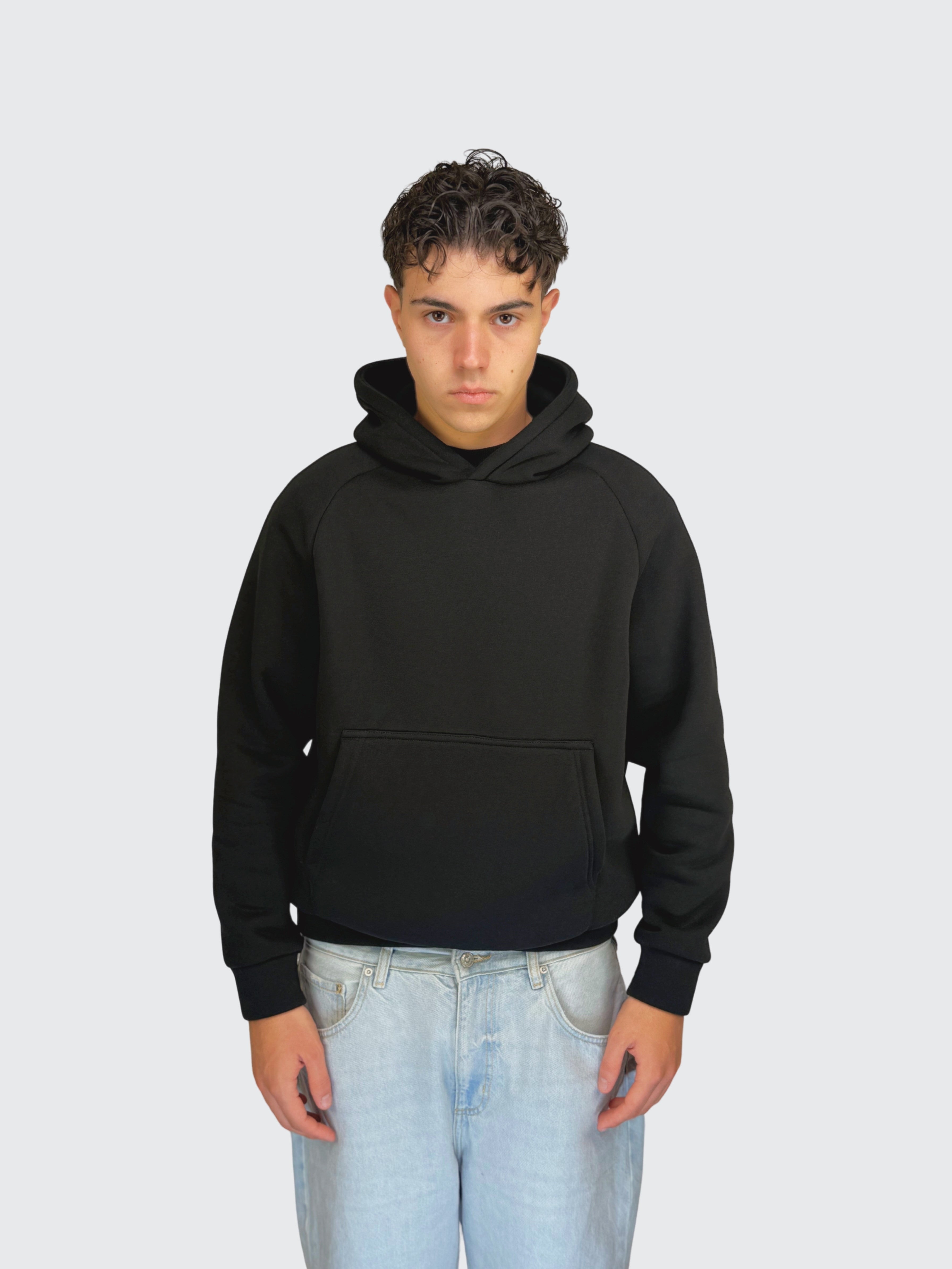 HOODIE Black 310GSM 100% cotone